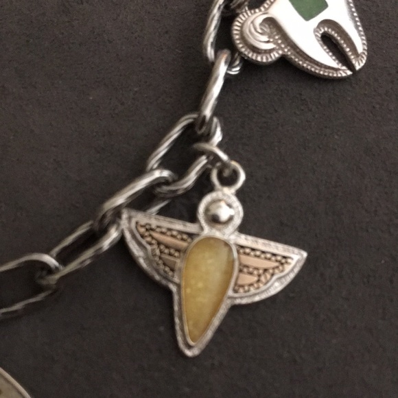 RELIOS 8 inch Sterling silver bracelet  five charms so beautiful C - Picture 5 of 11